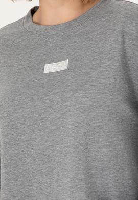 Kadın Gri Melanj Bisiklet Yaka Basic Sweatshirt - 50276557025