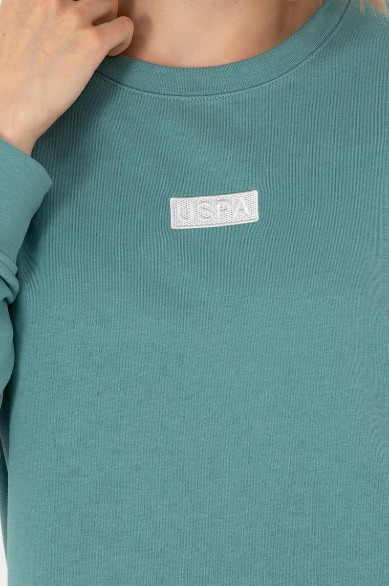 Kadın Mint Bisiklet Yaka Basic Sweatshirt