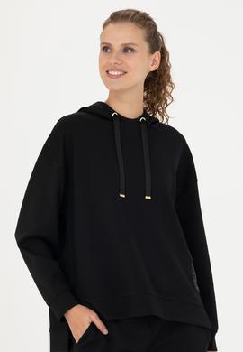 Kadın Siyah Kapüşonlu Sweatshirt - 50276555013