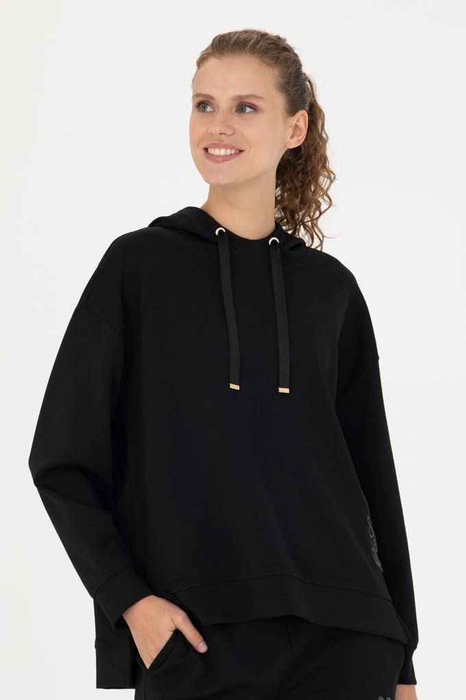 Kadın Siyah Kapüşonlu Sweatshirt