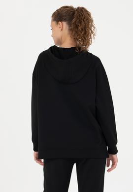 Kadın Siyah Kapüşonlu Sweatshirt - 50276555013