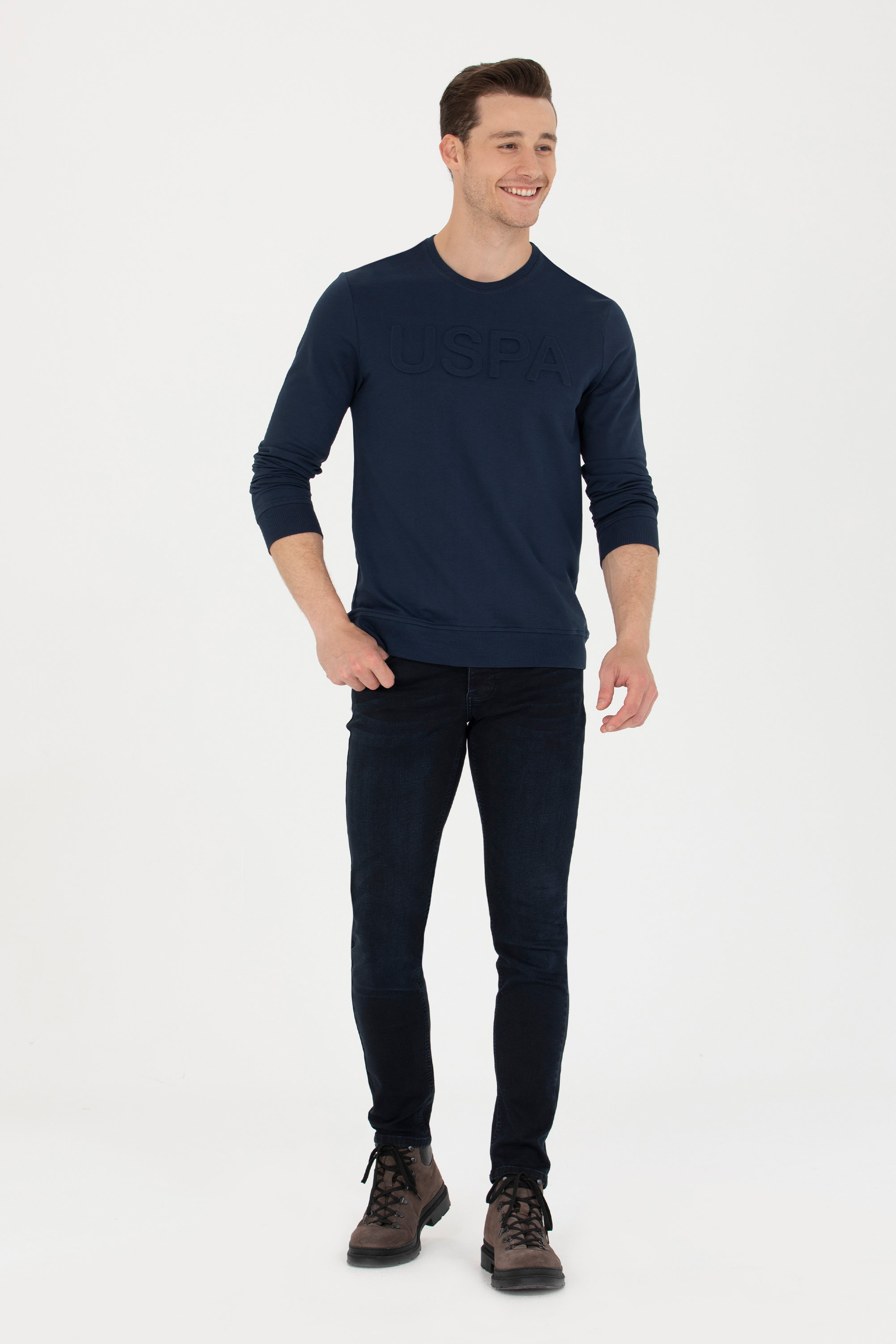 Erkek Lacivert Basic Sweatshirt - Image 4