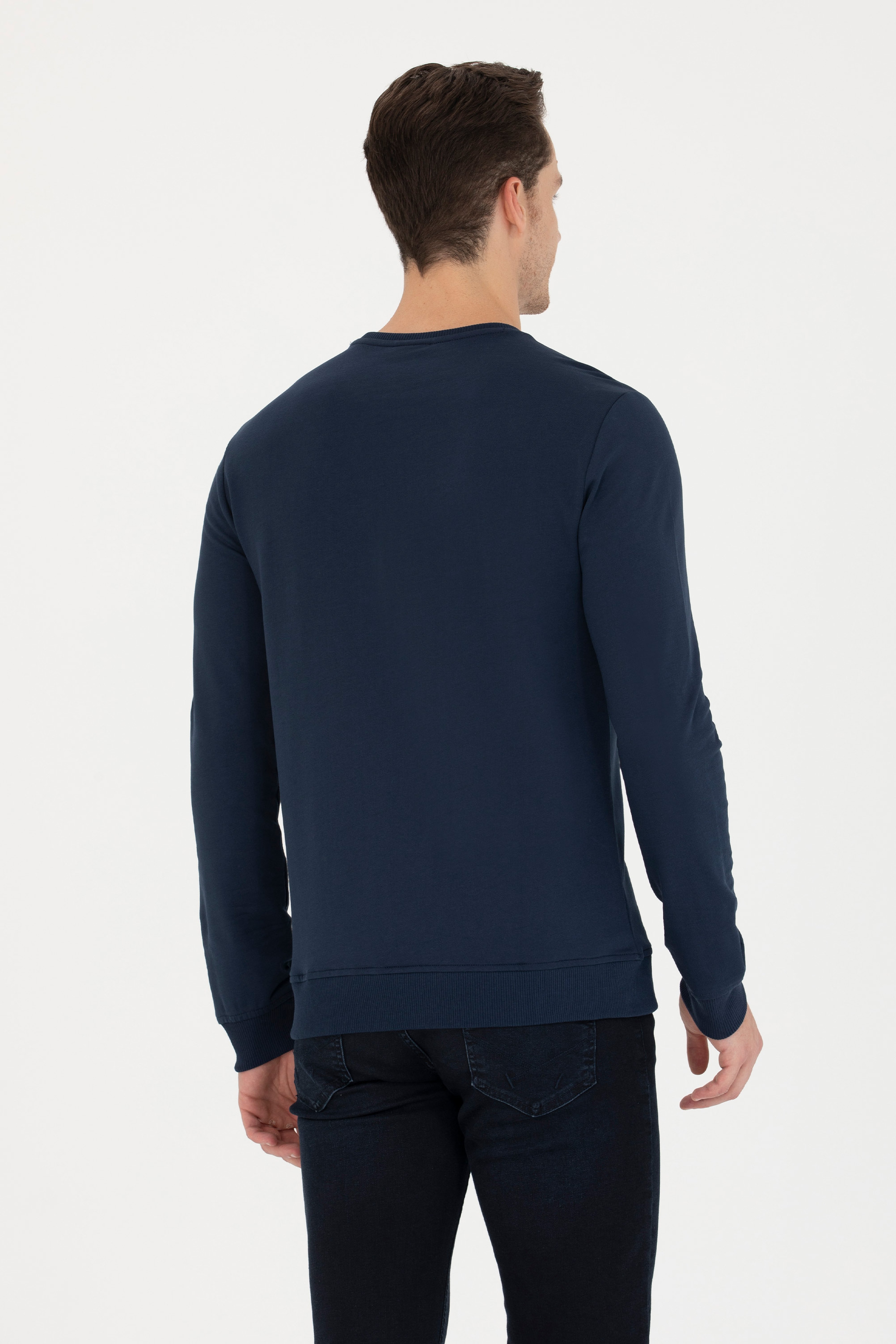 Erkek Lacivert Basic Sweatshirt - Image 5