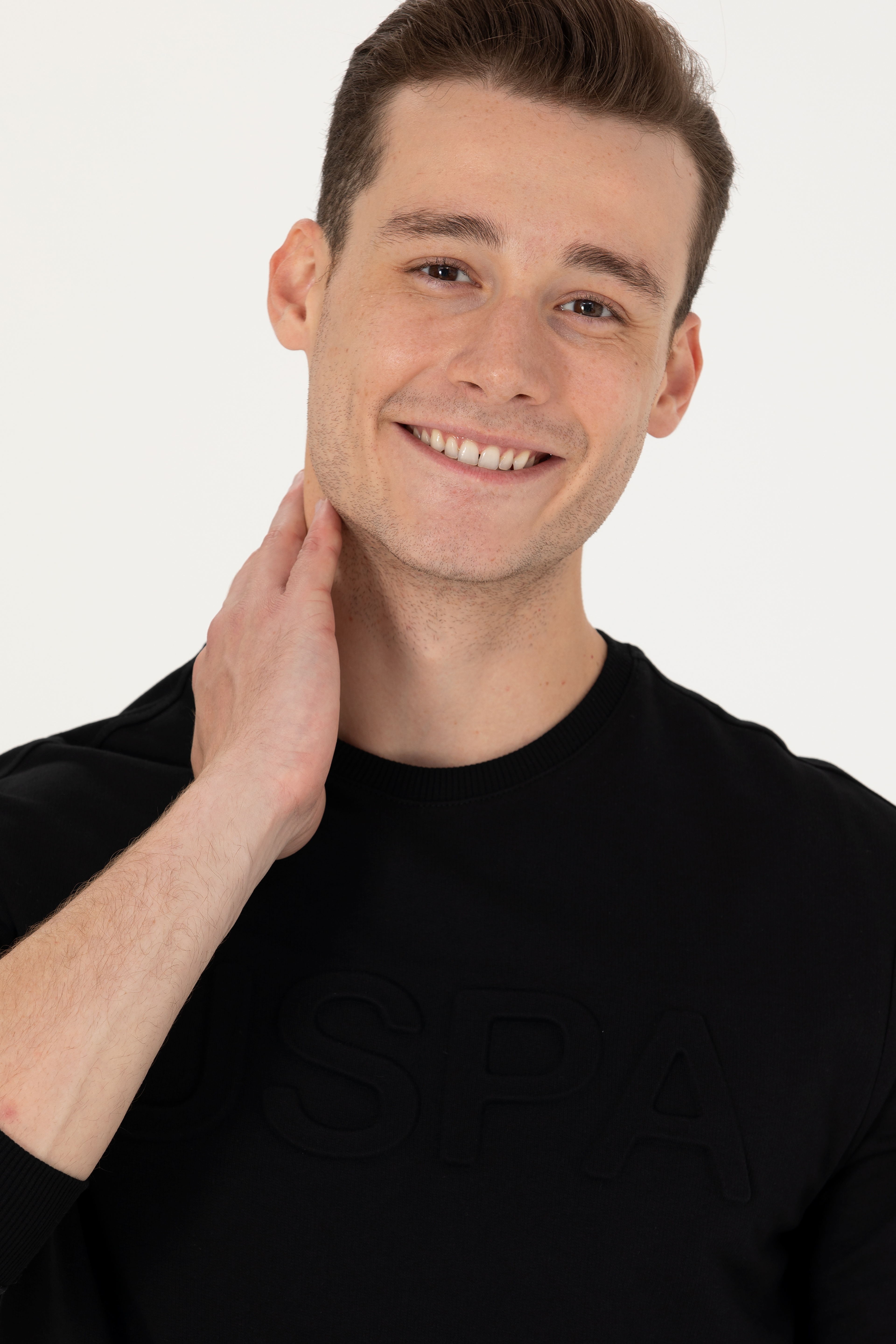 Erkek Siyah Basic Sweatshirt - Image 2