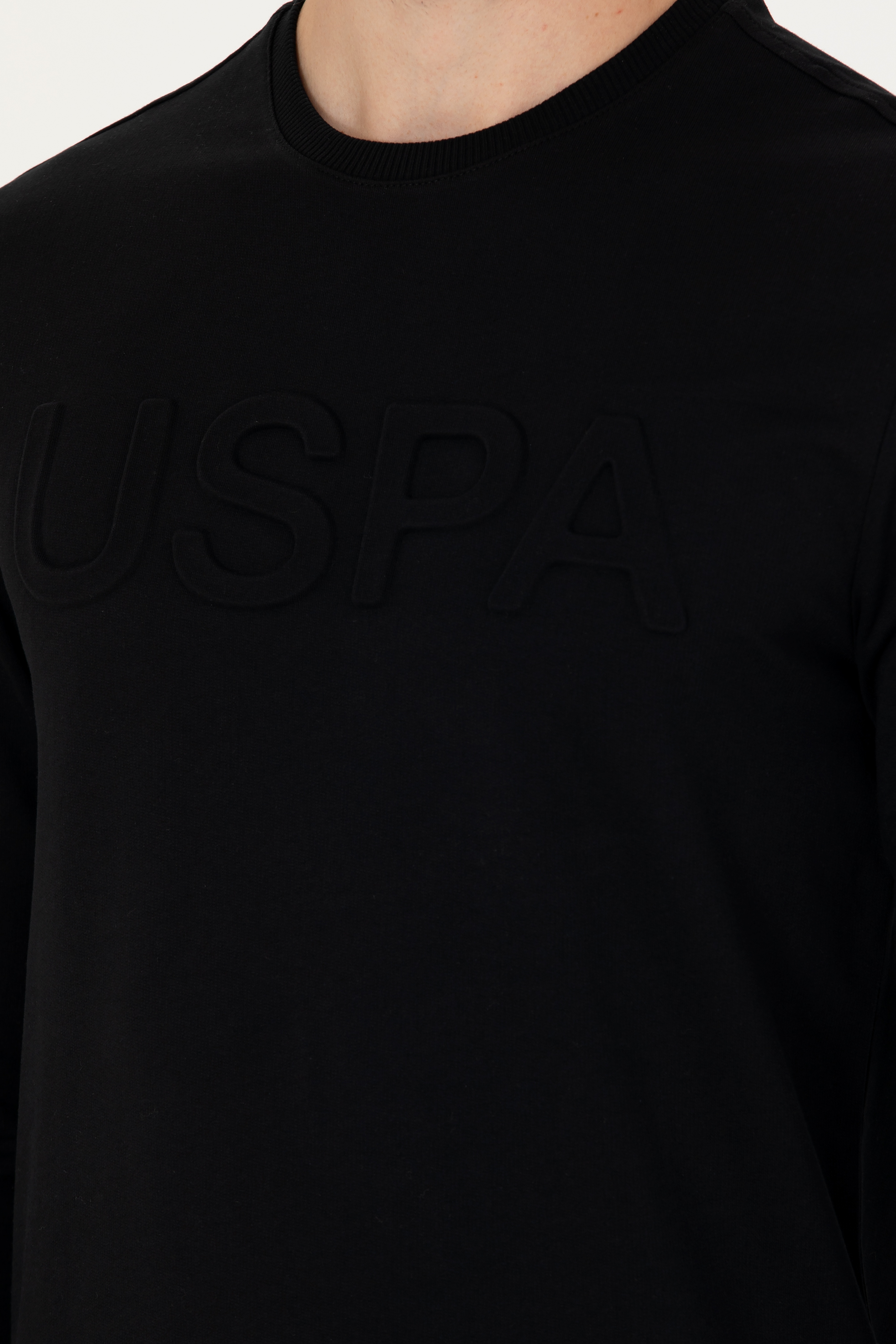 Erkek Siyah Basic Sweatshirt - Image 7