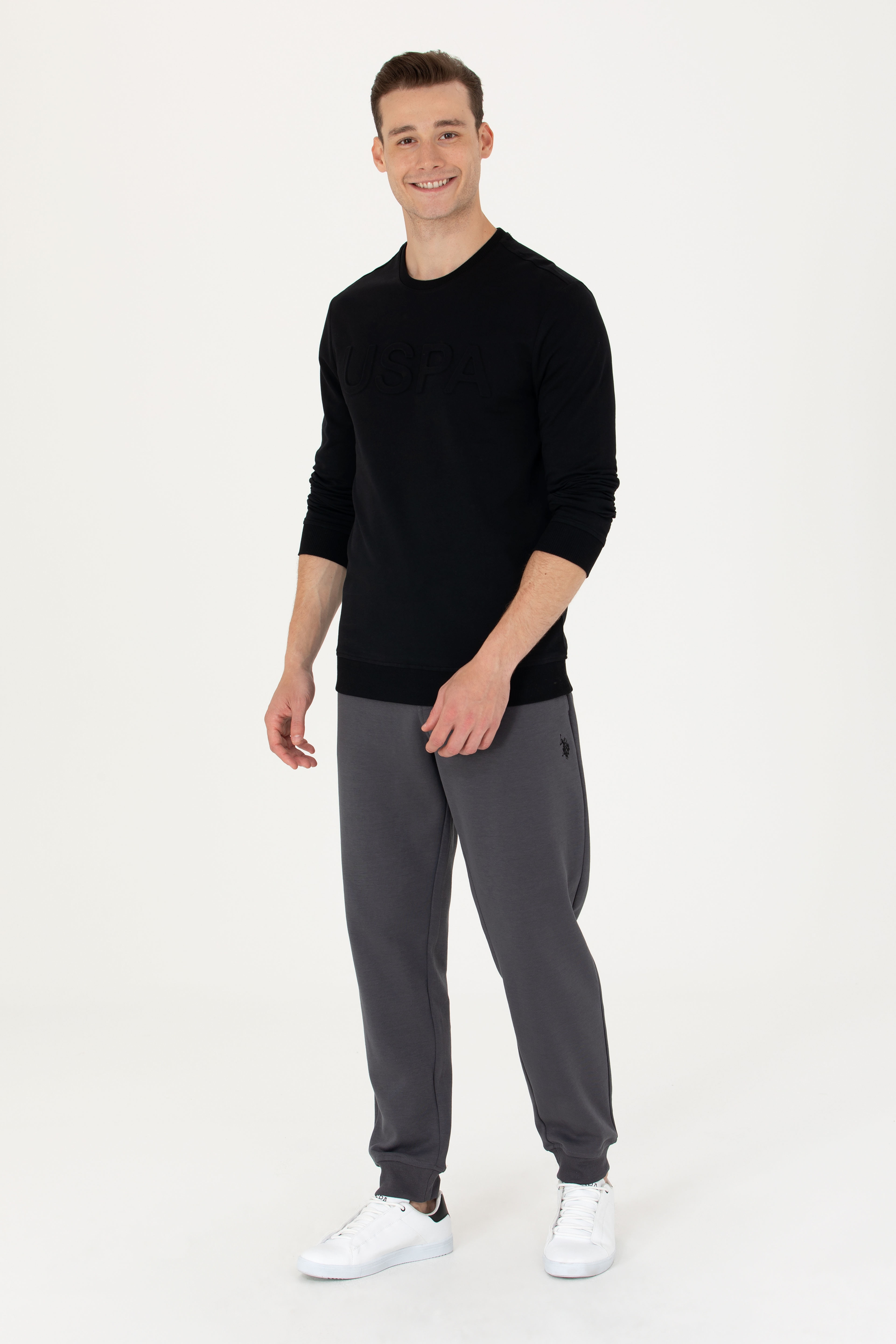 Erkek Siyah Basic Sweatshirt - Image 3