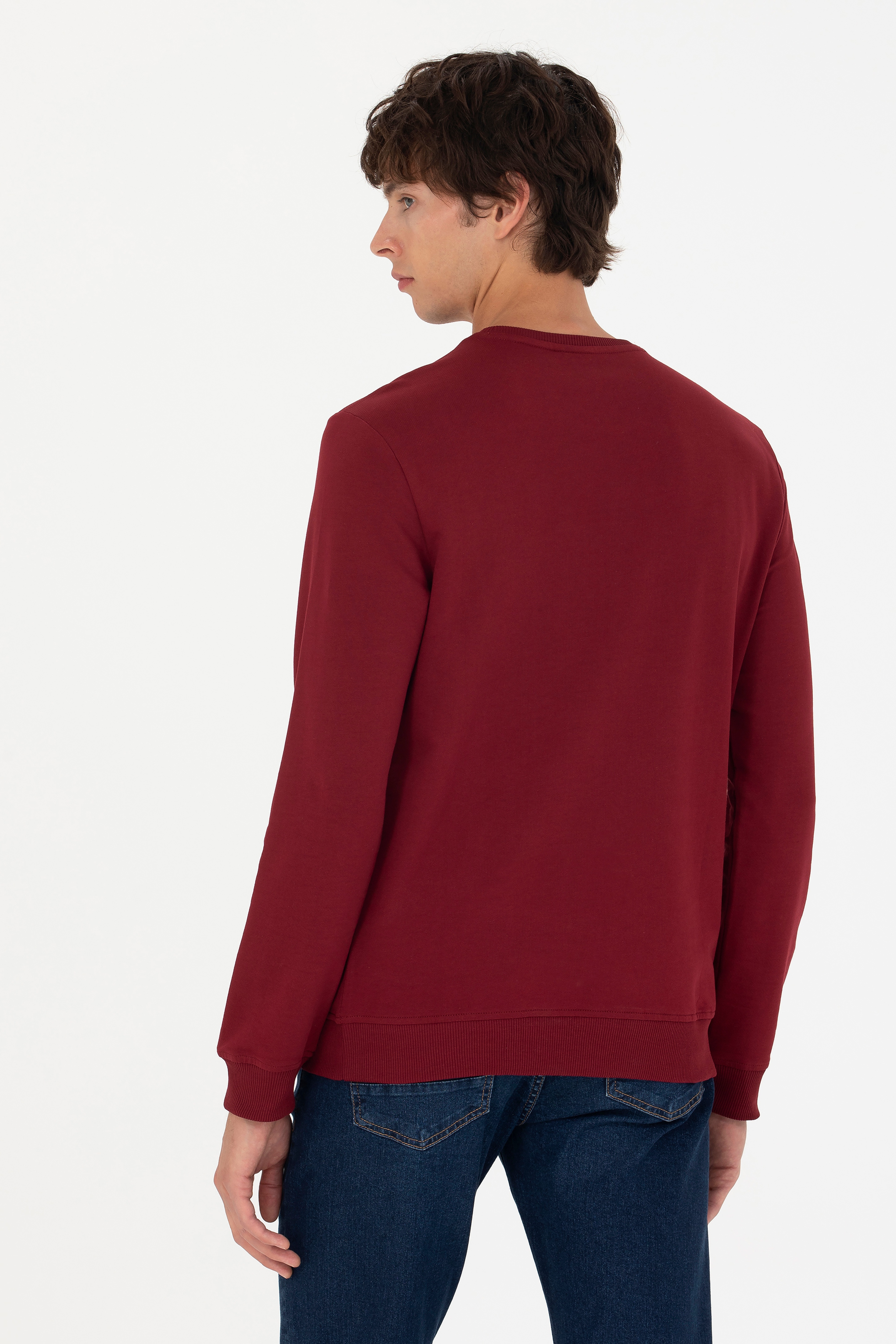 Erkek Bordo Basic Sweatshirt