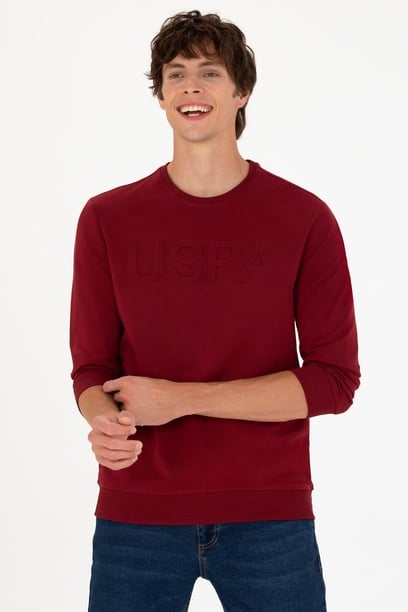 Erkek Bordo Basic Sweatshirt