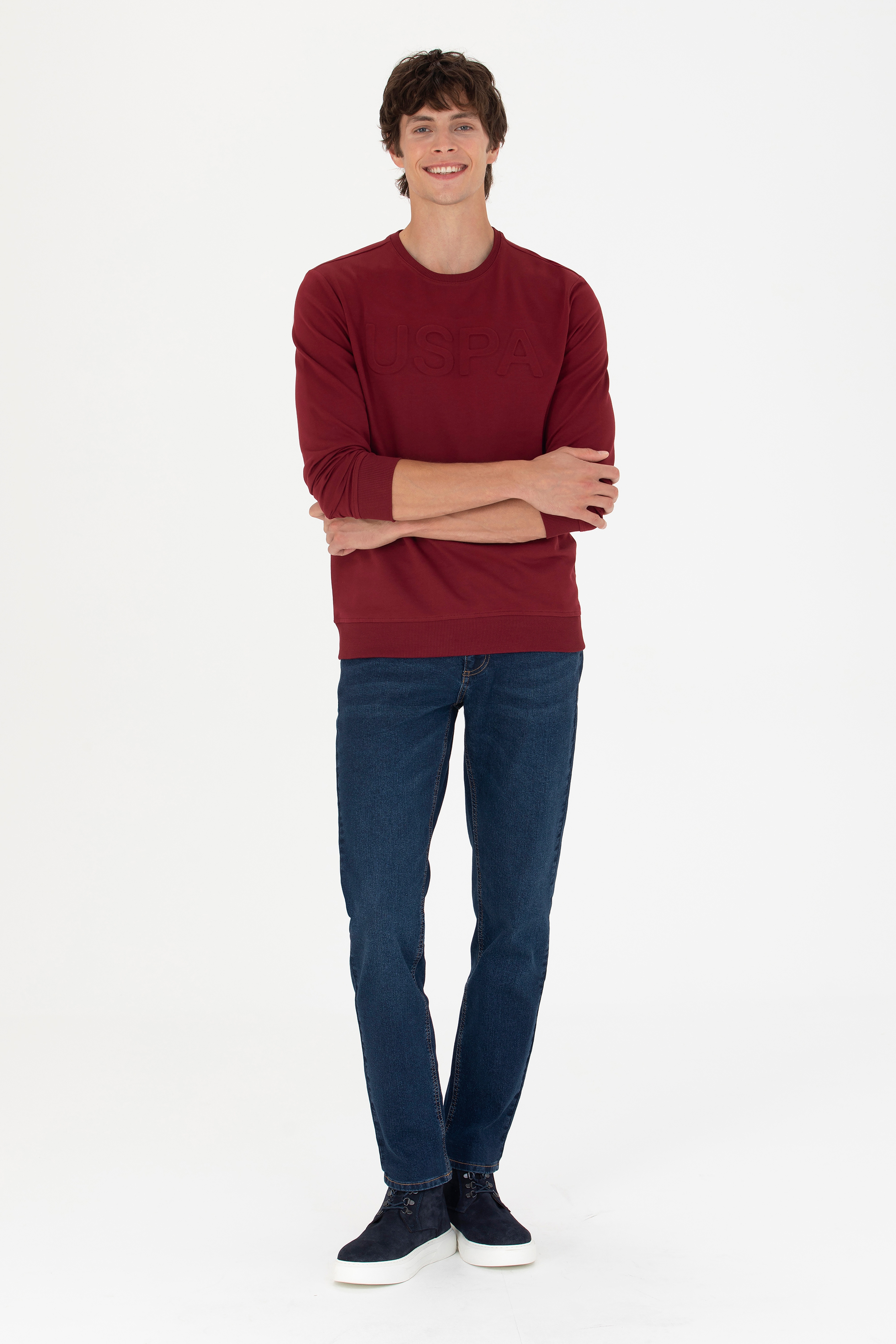 Erkek Bordo Basic Sweatshirt