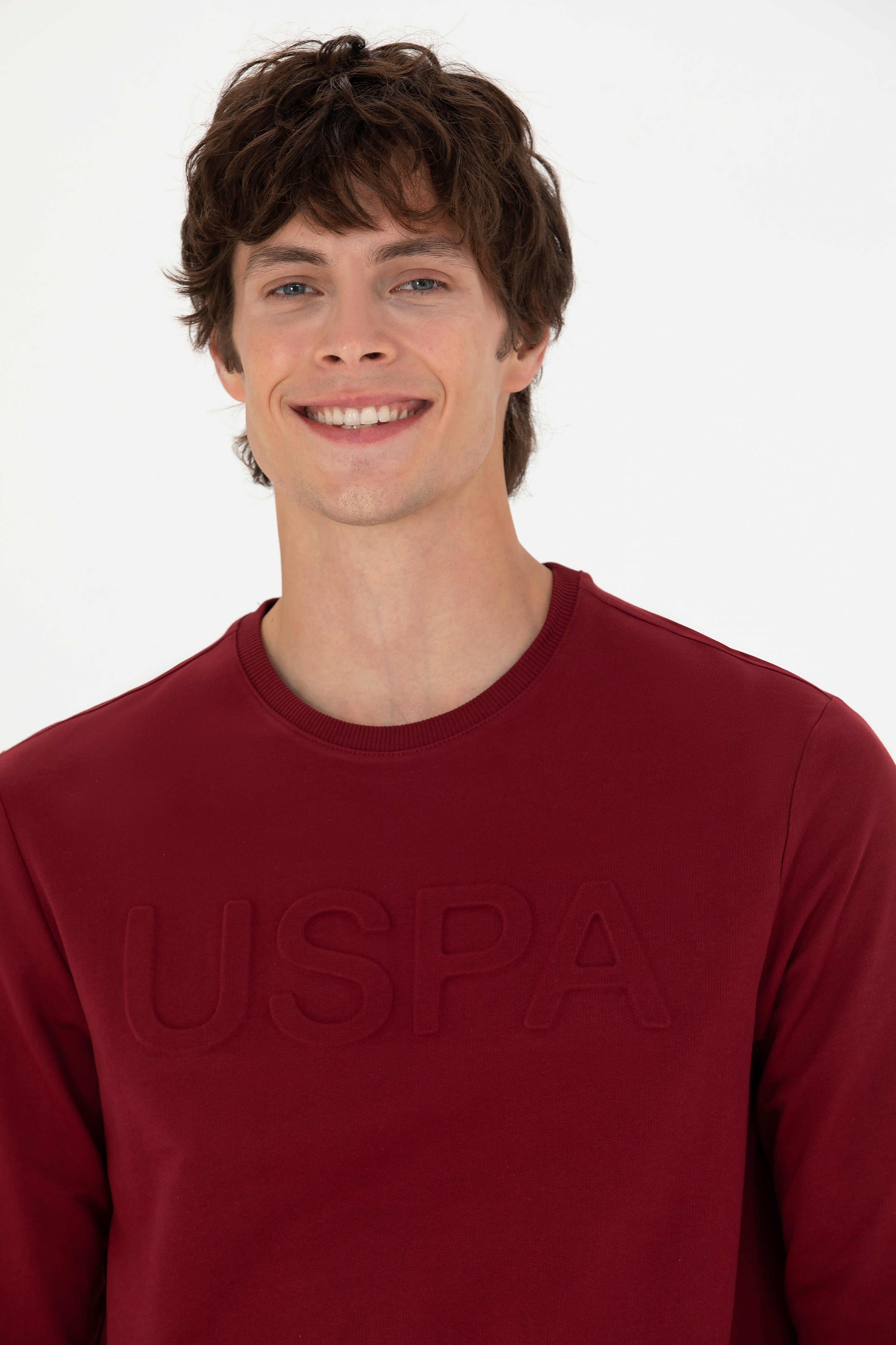 Erkek Bordo Basic Sweatshirt - Image 2