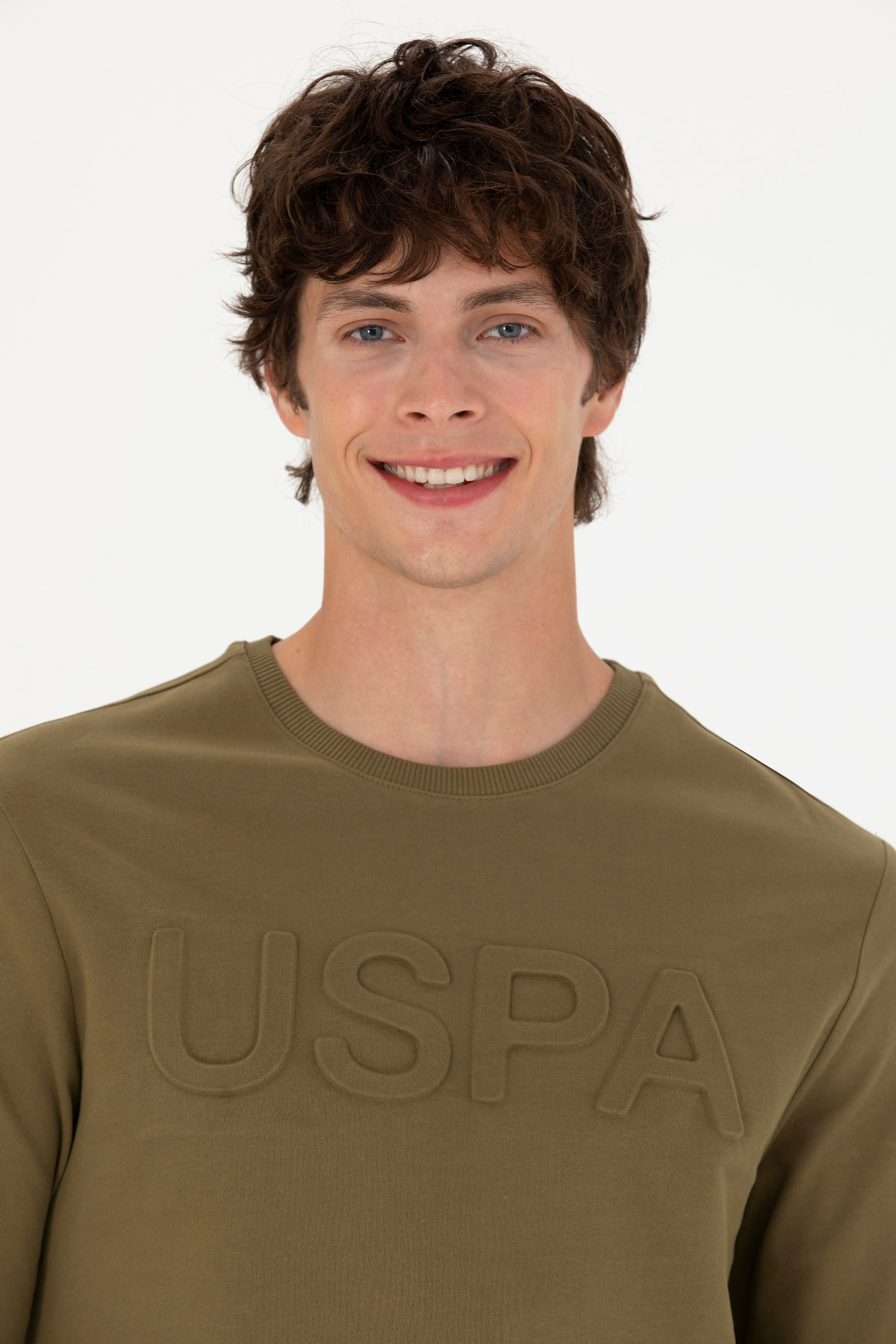 Erkek Haki Basic Sweatshirt - Image 2
