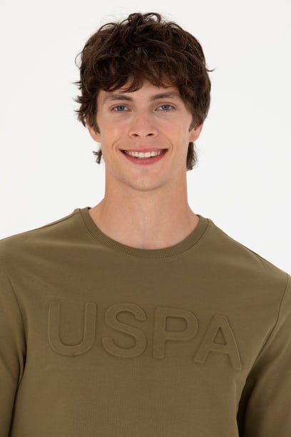 Erkek Haki Basic Sweatshirt