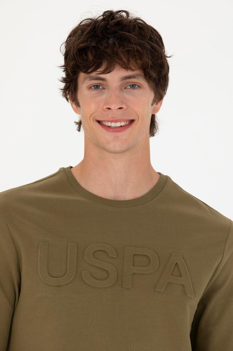 Erkek Haki Basic Sweatshirt