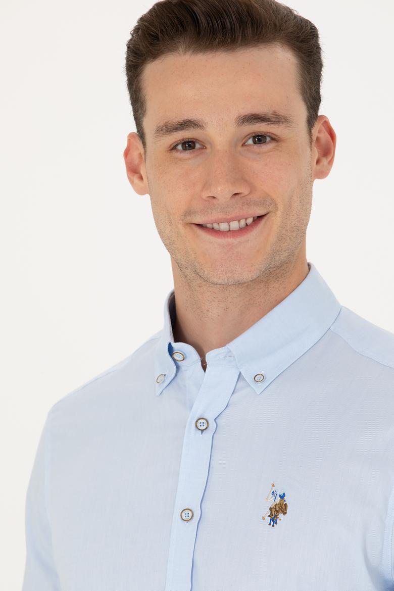 Erkek Açık Mavi Uzun Kollu Basic Gömlek - 50271276009