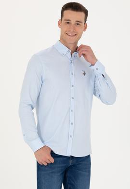 Erkek Açık Mavi Uzun Kollu Basic Gömlek - 50271276009
