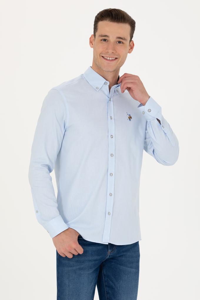 Erkek Açık Mavi Uzun Kollu Basic Gömlek