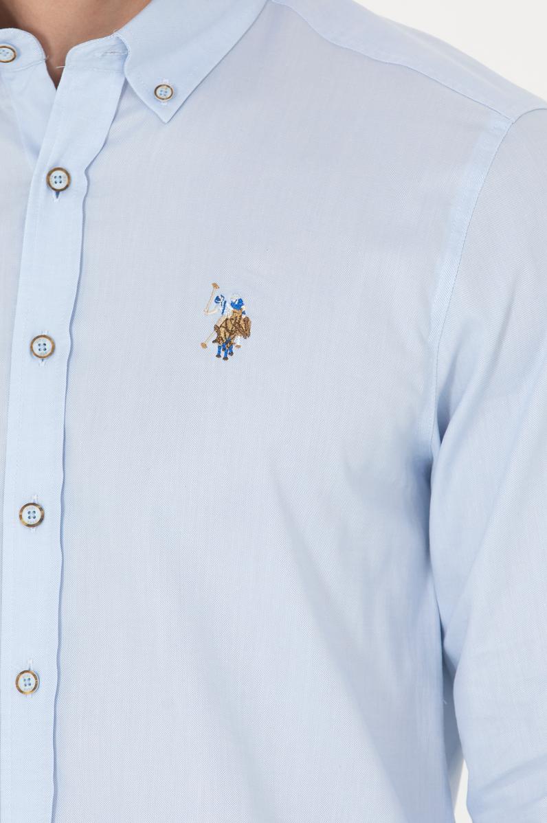 Erkek Açık Mavi Uzun Kollu Basic Gömlek