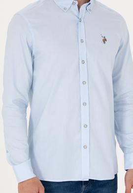 Erkek Açık Mavi Uzun Kollu Basic Gömlek - 50271276009