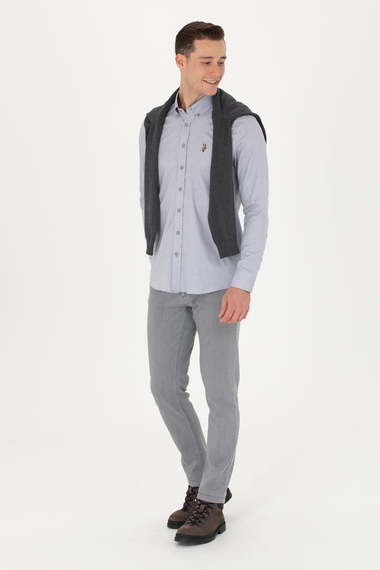 Erkek Gri Uzun Kollu Basic Gömlek - 50271276134