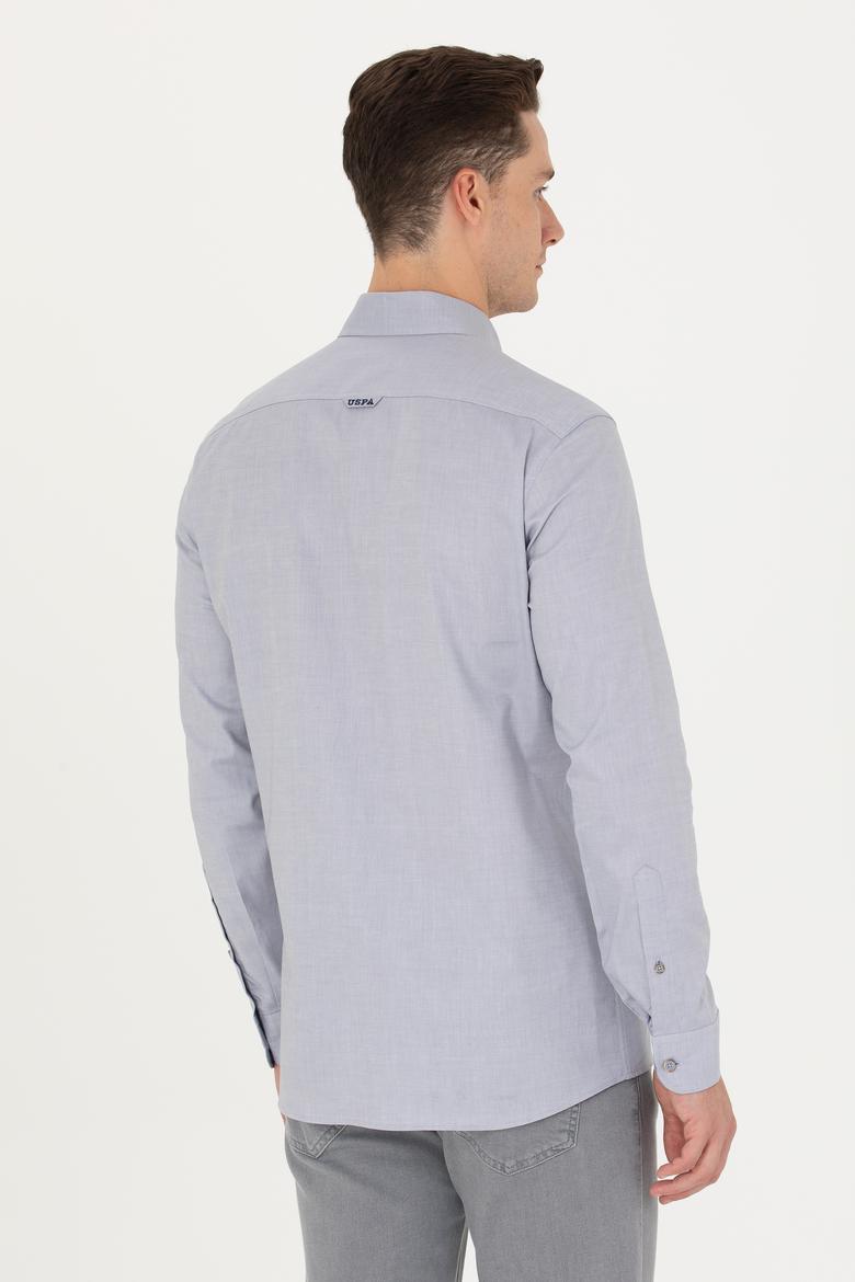 Erkek Gri Uzun Kollu Basic Gömlek - 50271276134