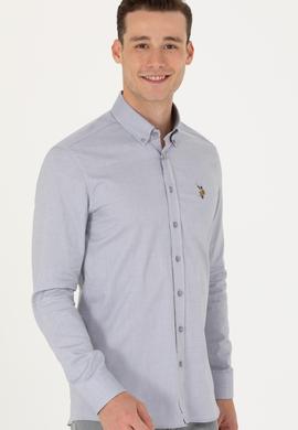 Erkek Gri Uzun Kollu Basic Gömlek - 50271276134