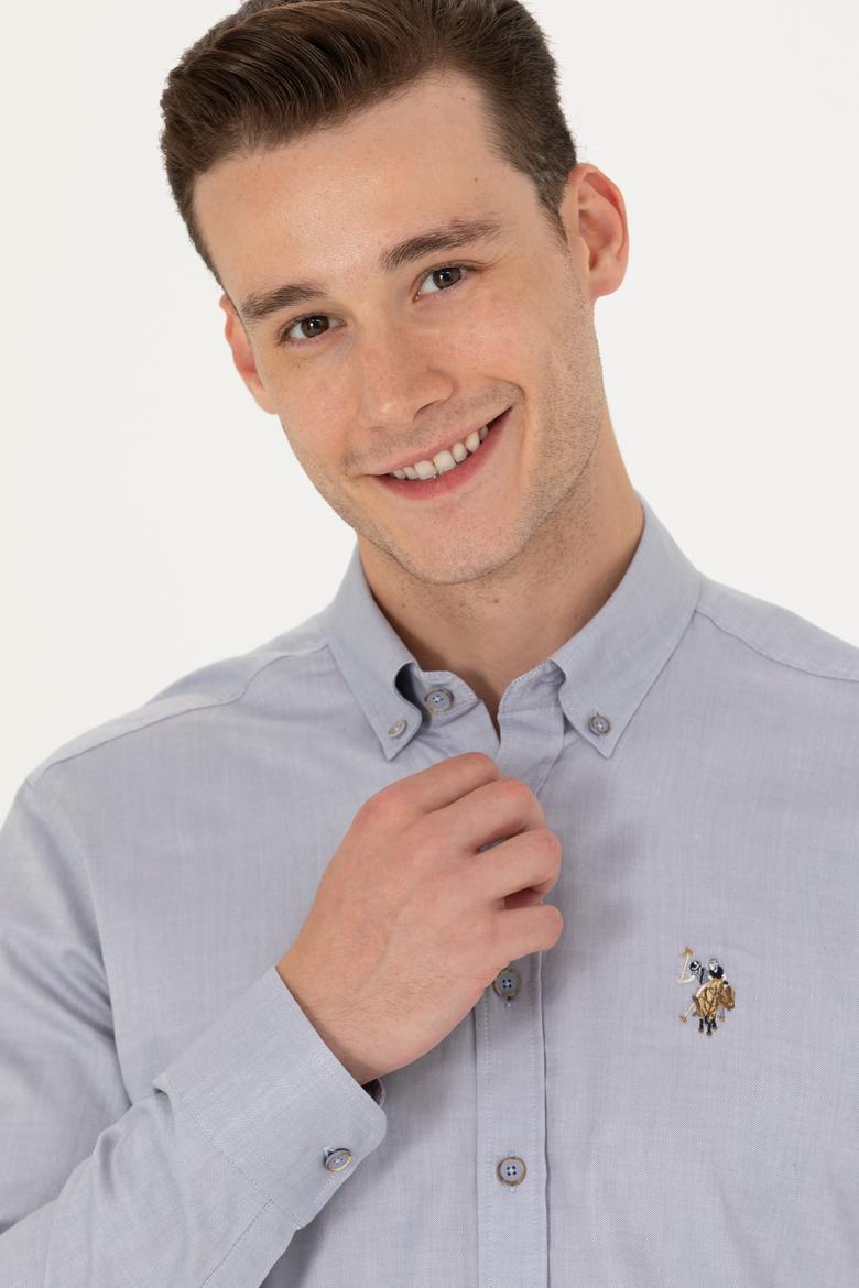 Erkek Gri Uzun Kollu Basic Gömlek - 50271276134