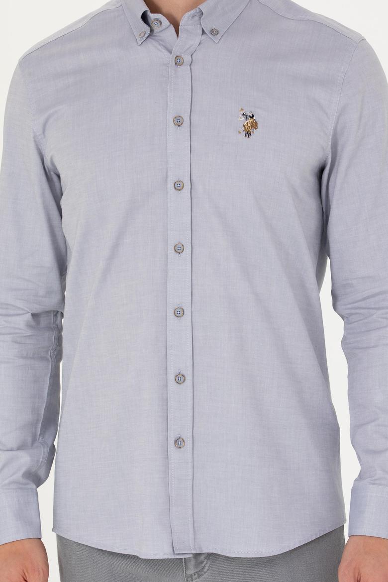 Erkek Gri Uzun Kollu Basic Gömlek - 50271276134