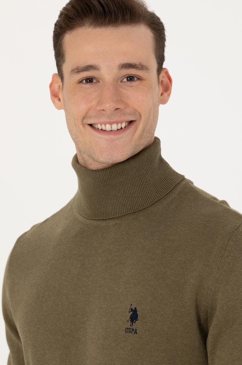 Erkek Haki Melanj Basic Kazak