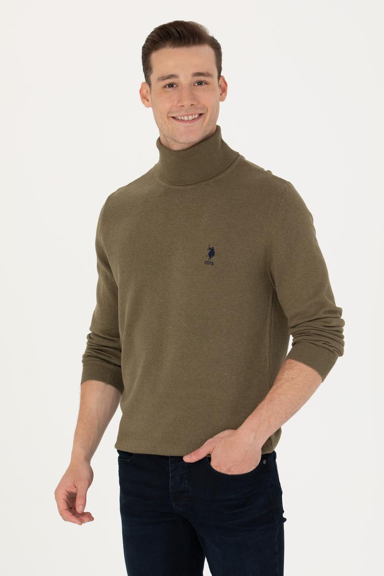 Erkek Haki Melanj Basic Kazak