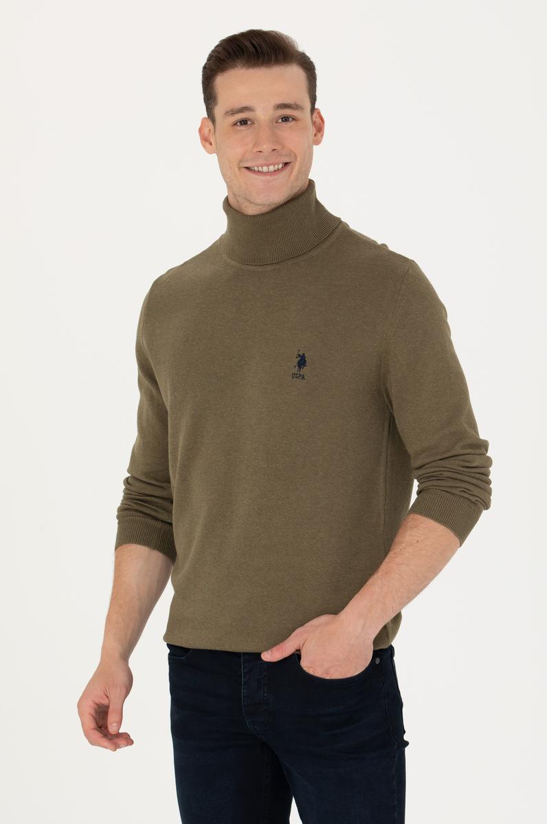 Erkek Haki Melanj Basic Kazak