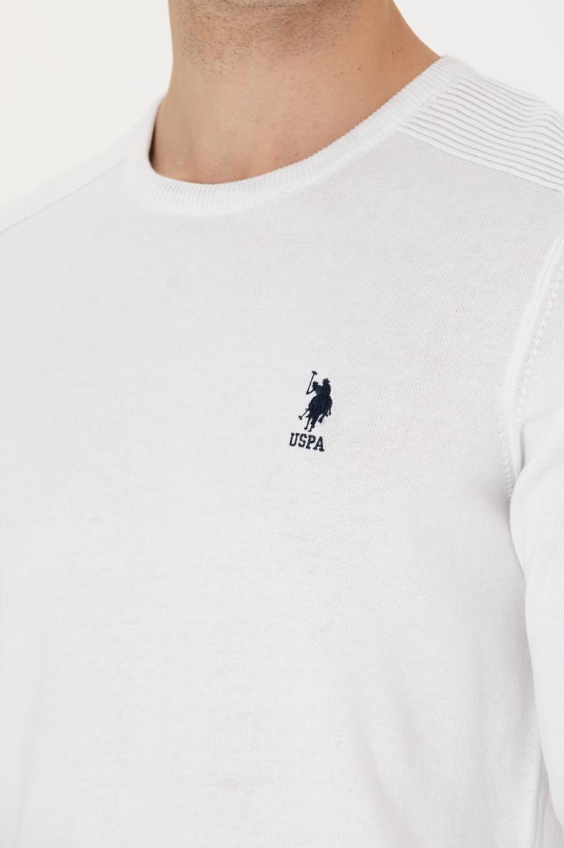 Erkek Beyaz Bisiklet Yaka Kazak