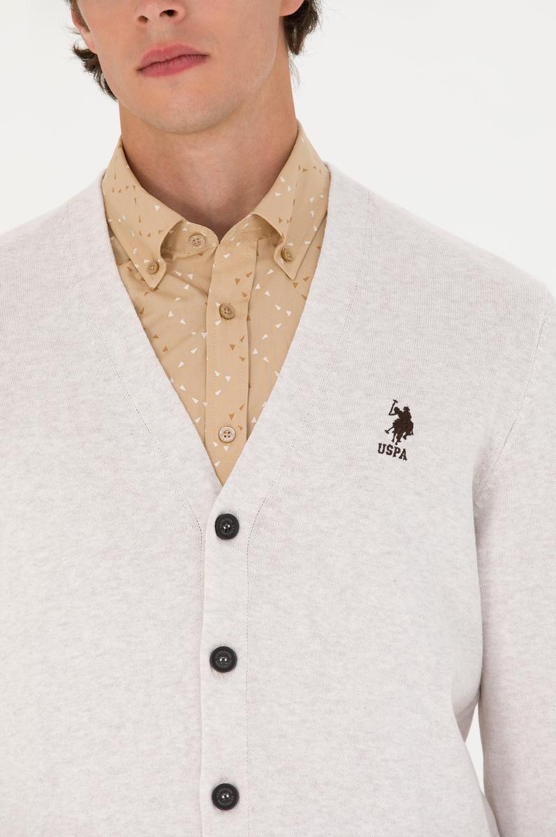 Erkek Taş Melanj Basic Triko Hırka