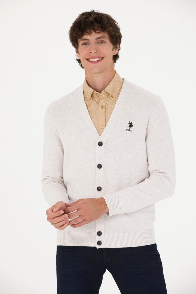 Erkek Taş Melanj Basic Triko Hırka