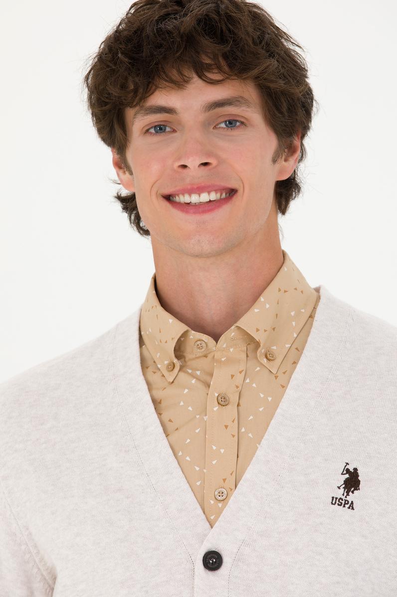 Erkek Taş Melanj Basic Triko Hırka