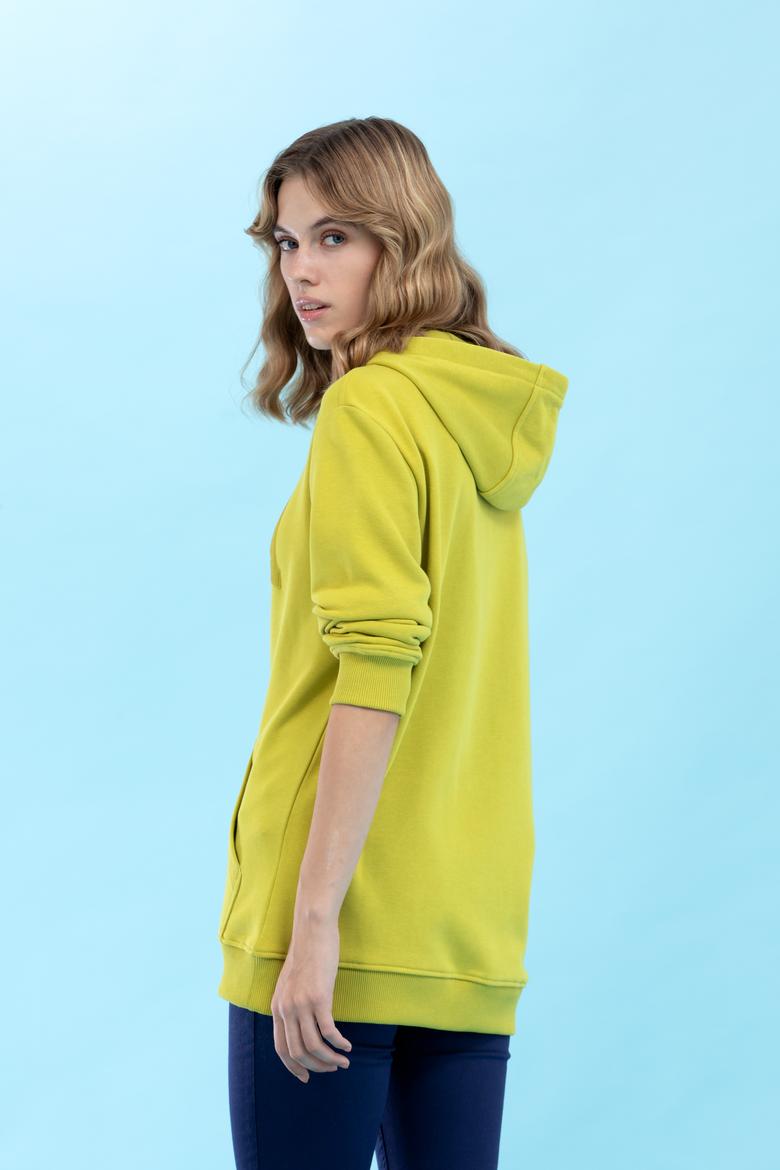 Fıstık Kapüşonlu Basic Sweatshirt - 50273736174