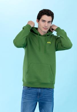 Yeşil Kapüşonlu Basic Sweatshirt - 50273935031