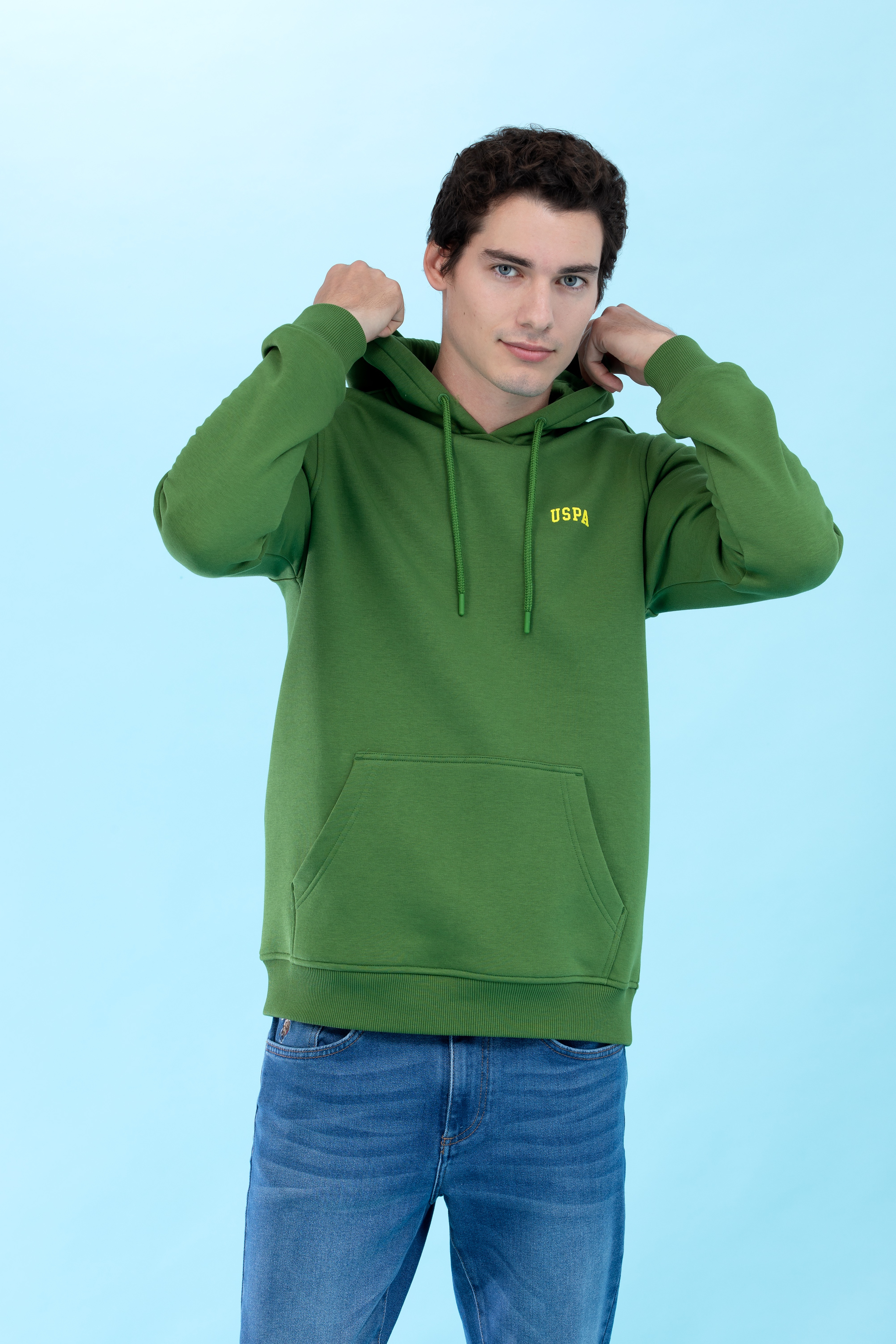 Yeşil Kapüşonlu Basic Sweatshirt - Image 6