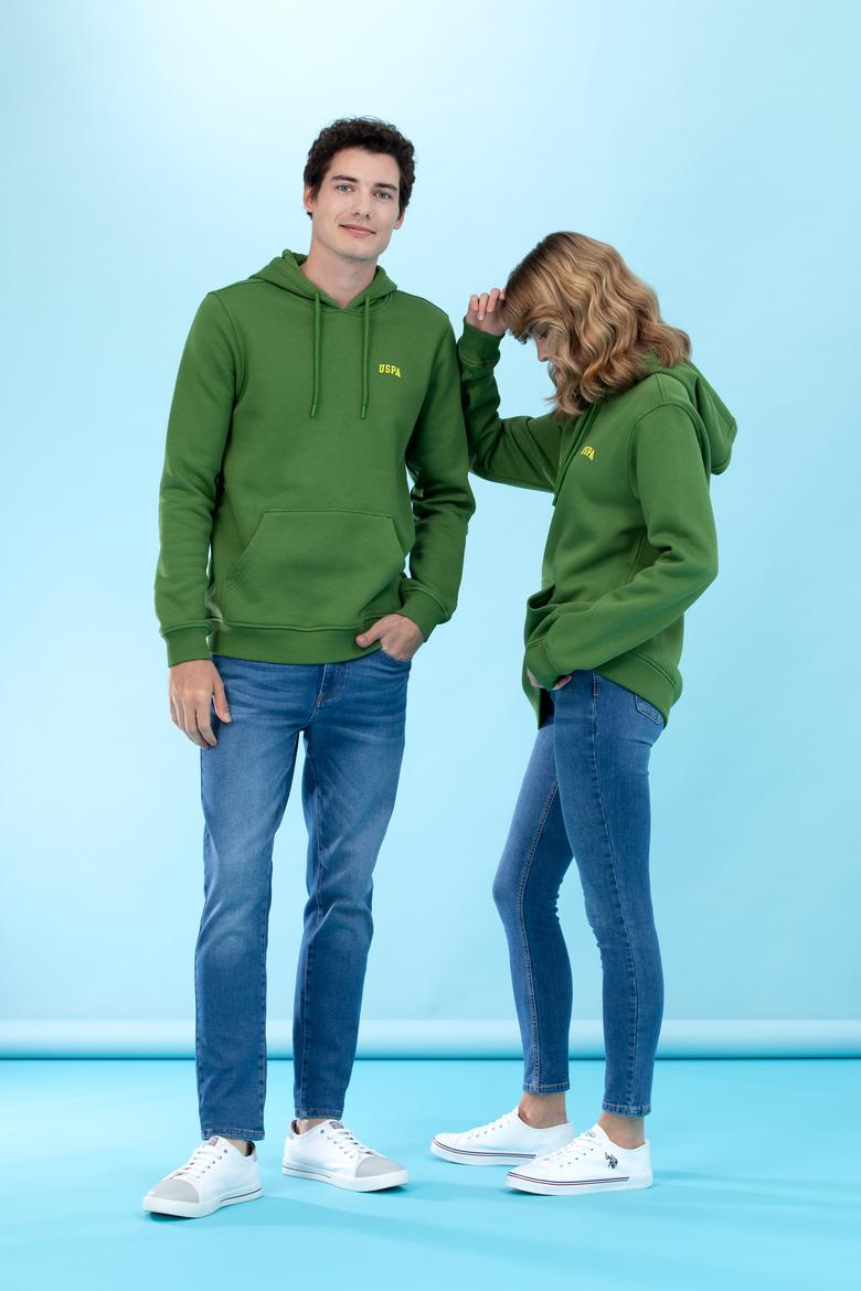 Yeşil Kapüşonlu Basic Sweatshirt - 50273935031