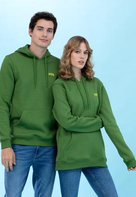 Yeşil Kapüşonlu Basic Sweatshirt - 50273935031