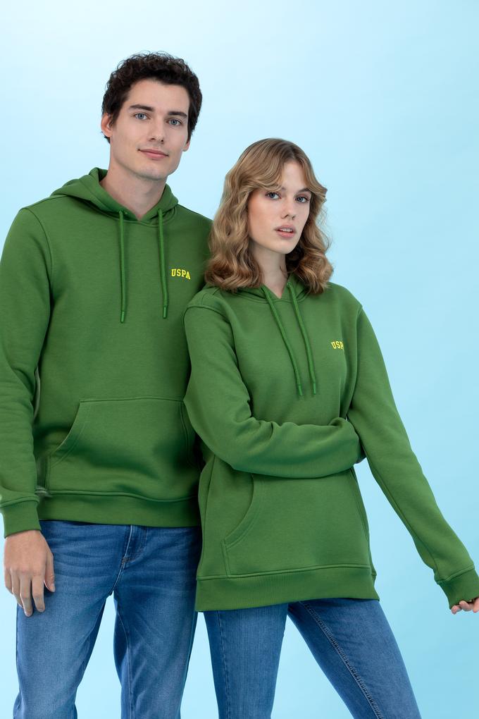 Yeşil Kapüşonlu Basic Sweatshirt
