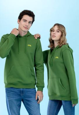 Yeşil Kapüşonlu Basic Sweatshirt - 50273935031