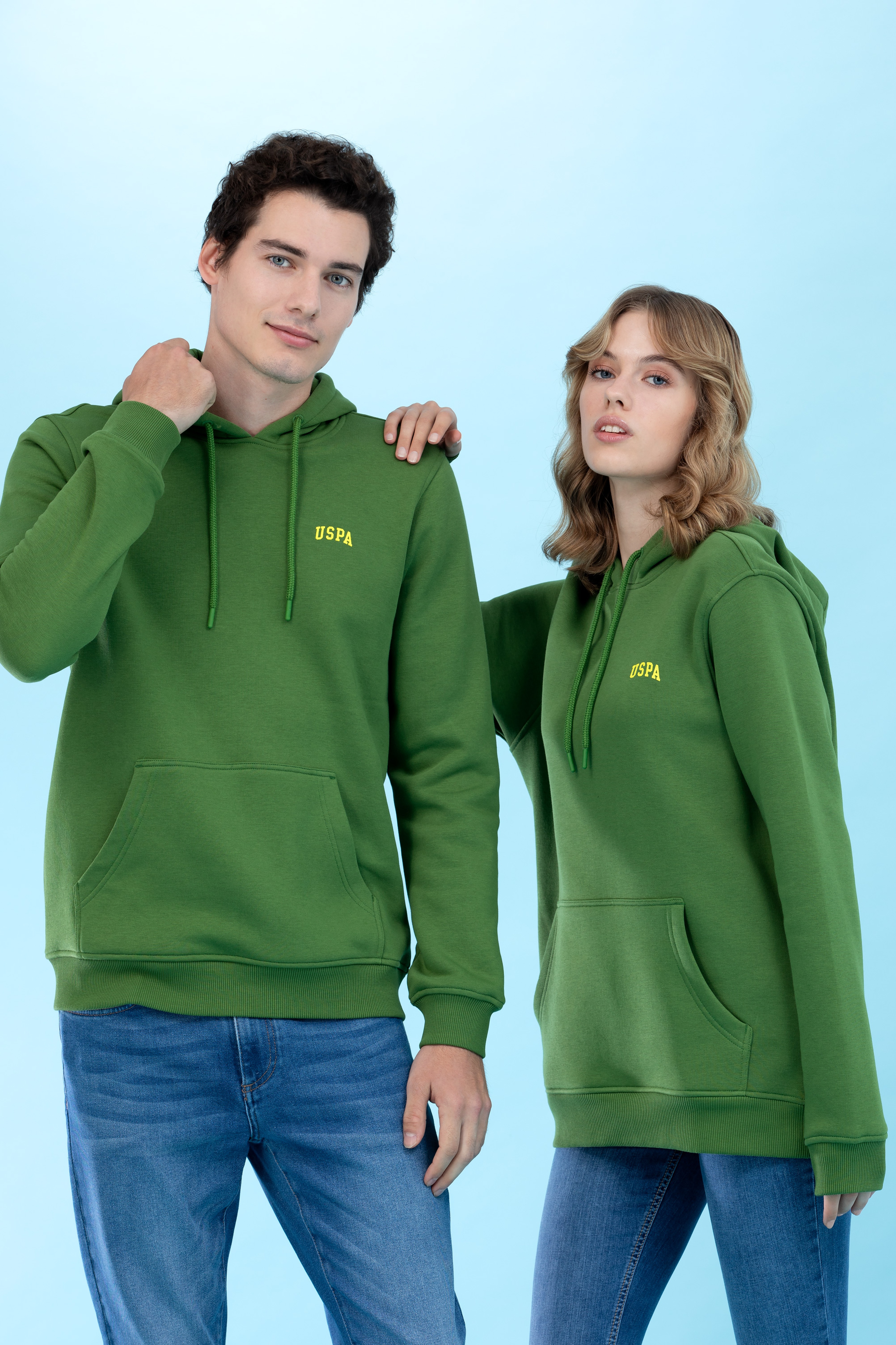 Yeşil Kapüşonlu Basic Sweatshirt