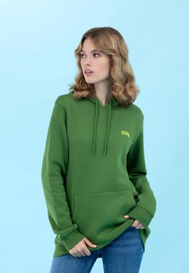Yeşil Kapüşonlu Basic Sweatshirt - 50273935031