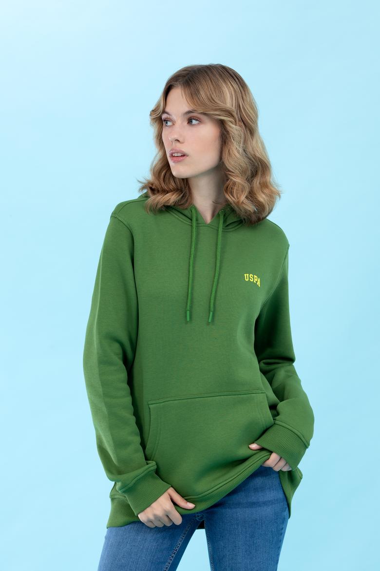 Yeşil Kapüşonlu Basic Sweatshirt - 50273935031