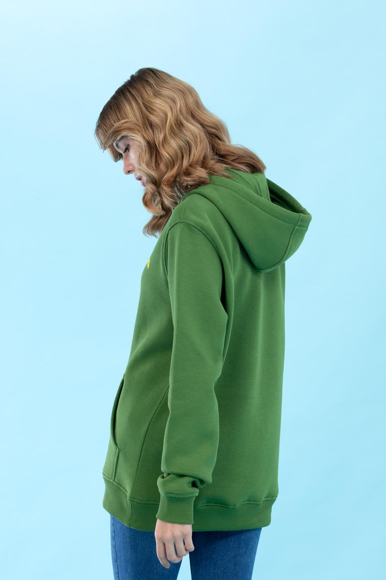 Yeşil Kapüşonlu Basic Sweatshirt - 50273935031
