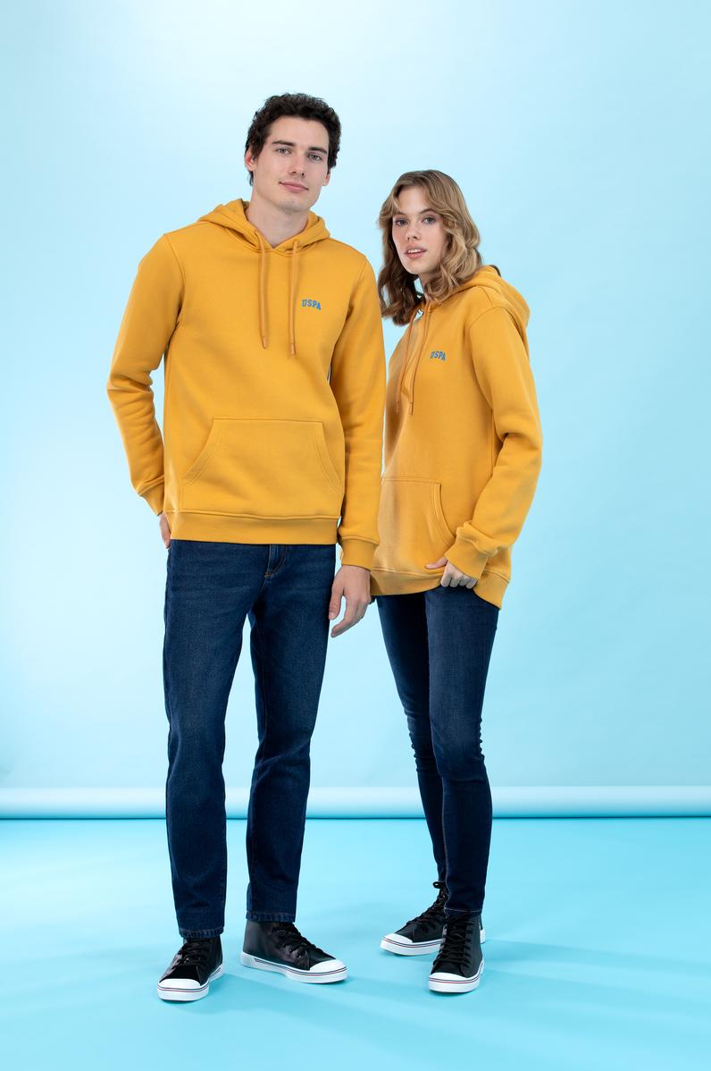 Hardal Kapüşonlu Basic Sweatshirt