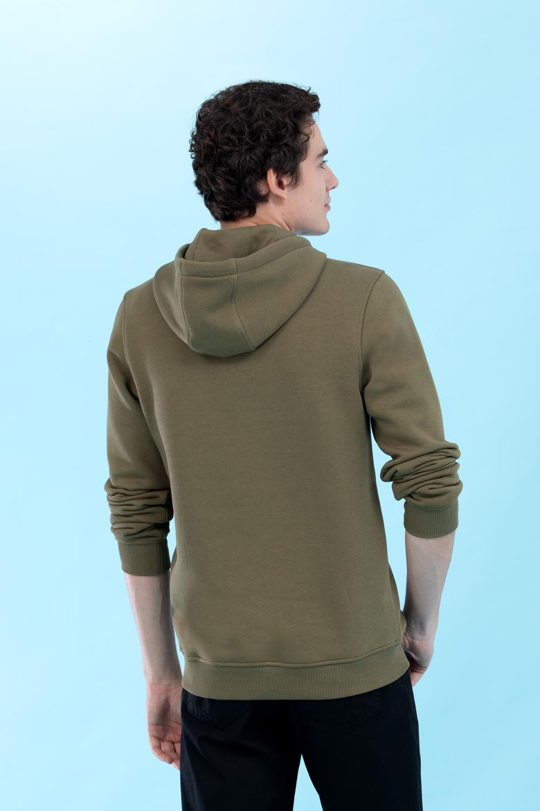 Haki Kapüşonlu Basic Sweatshirt - 50273935071