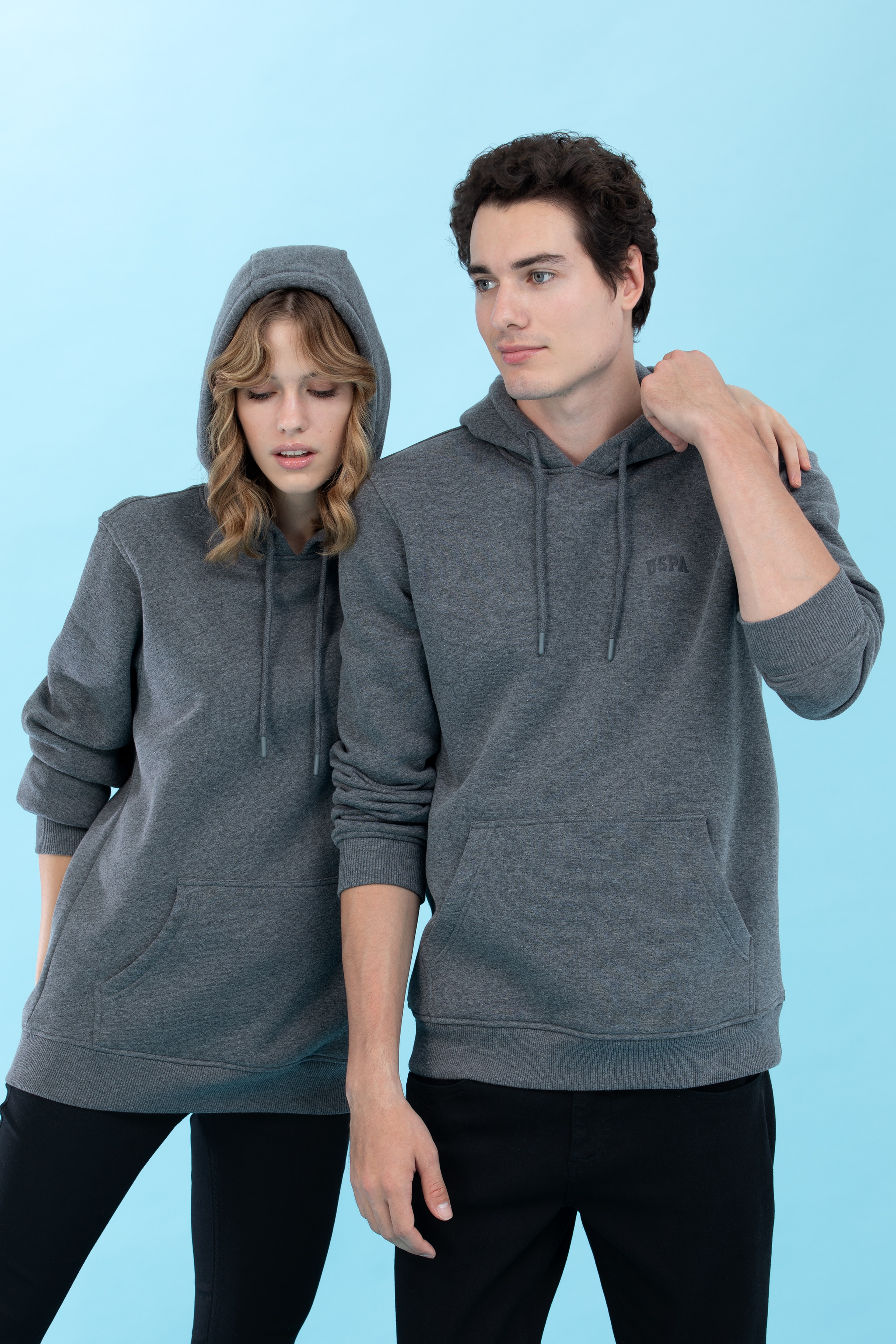 Antrasit Melanj Kapüşonlu Basic Sweatshirt - Image 3