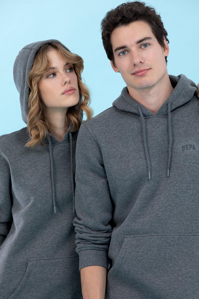 Antrasit Melanj Kapüşonlu Basic Sweatshirt - 50273935111