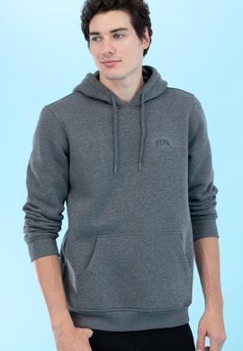 Antrasit Melanj Kapüşonlu Basic Sweatshirt - 50273935111